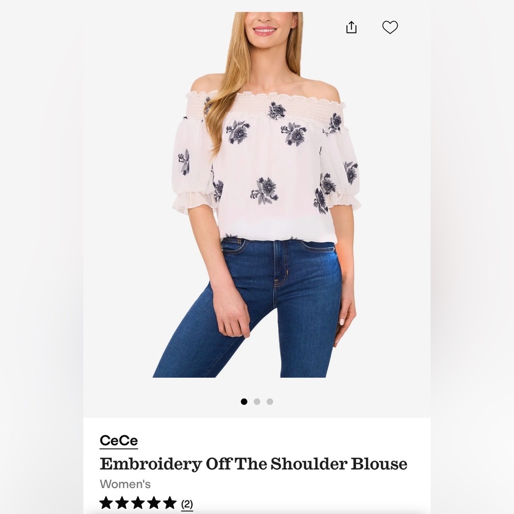 CeCe Embroidery Off The Shoulder Blouse